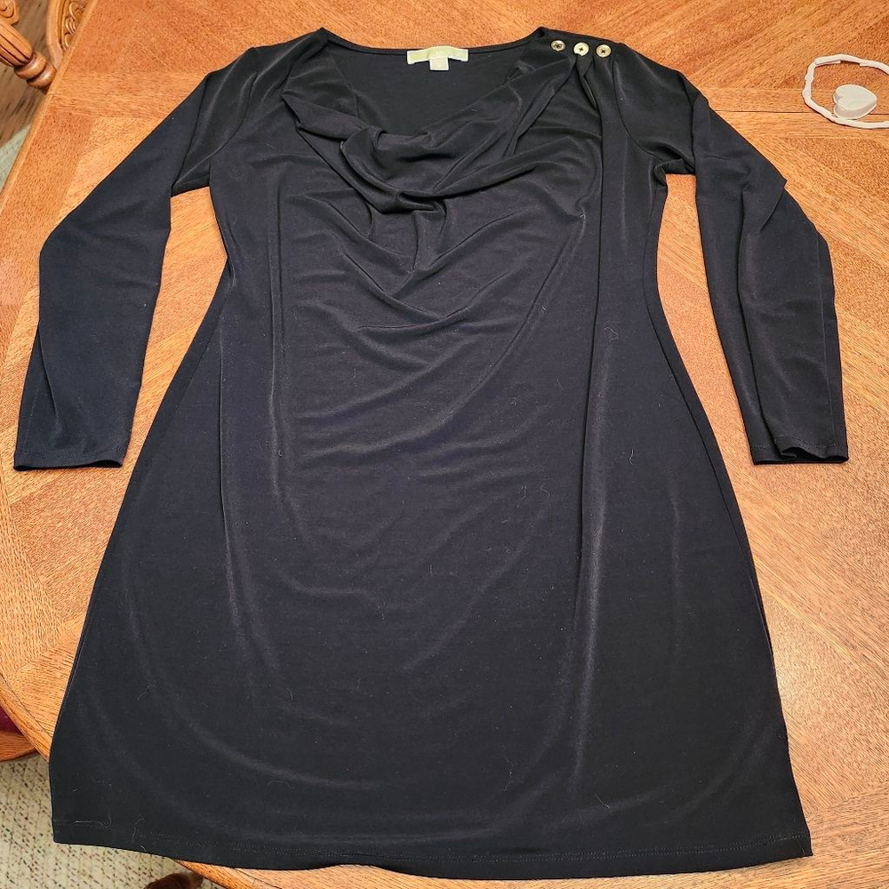 Women's Michael Kors Black Long Sleeve Dress with Gold Buttons M A2
